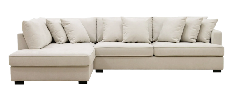 Rossita 4-seters Venstrevendt L-formet Dyp Sjeselongsofa i Stoff, Beige