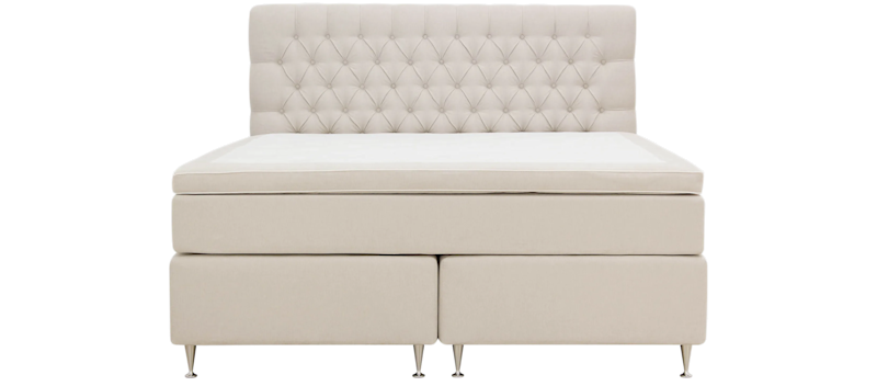 Hilton Lyx Komplett Sengpakke 180x200 cm Kontinentalseng med knappet sengegavl, Lys Beige