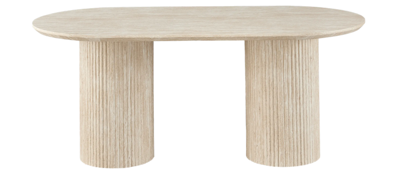 Ovalt Spisebord Uppveda 180x90 cm Travertin Utseende, Svart/Hvit